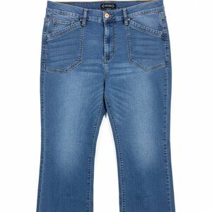 Nanette Lepore Jeans 20W Belle High Rise Bootcut Stretch Blue Denim Patch Pocket